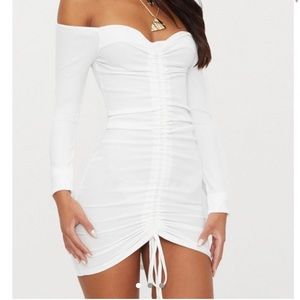 White Ruched Dress